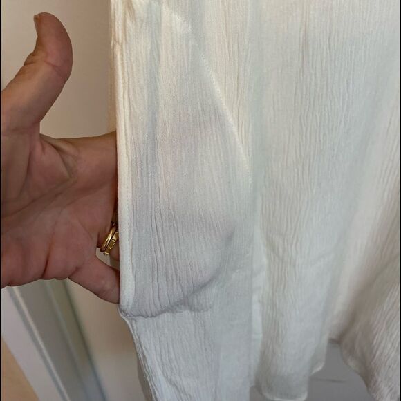 SOFT SURROUNDINGS White Destin Gauze Cold Shoulder Pockets MIDI Dress.Size XS - Picture 8 of 14